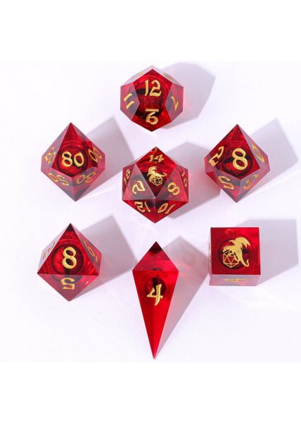 "Always Watching" Sharp Resin Dice - RED DRAGON